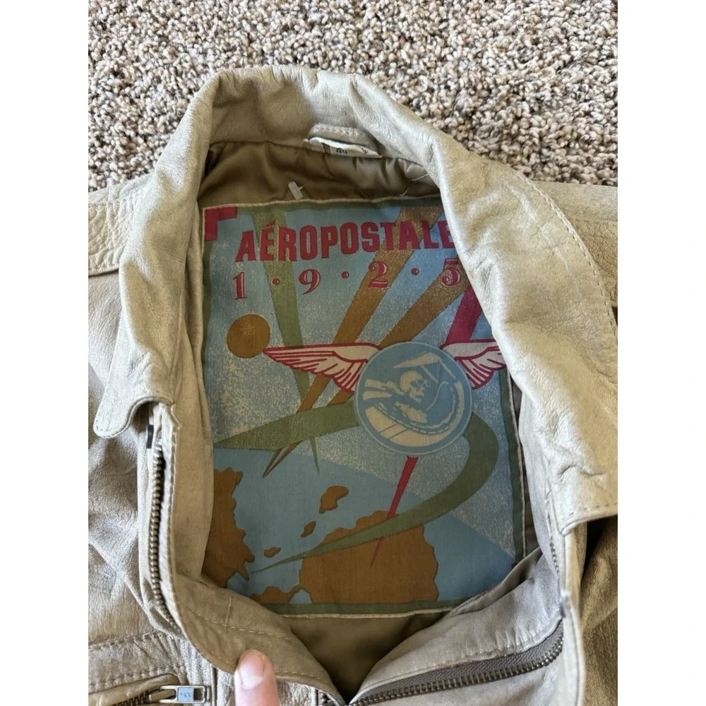 Vintage Aviator Aeropostale 1925 Men's Leather Bomber Jacket Size 44